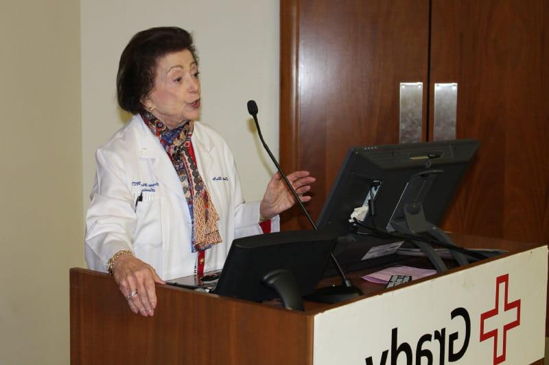 Dr. Nanette Wenger at a lecture at Grady Memorial Hospital. (Photo courtesy of Dr. Nanette Wenger)